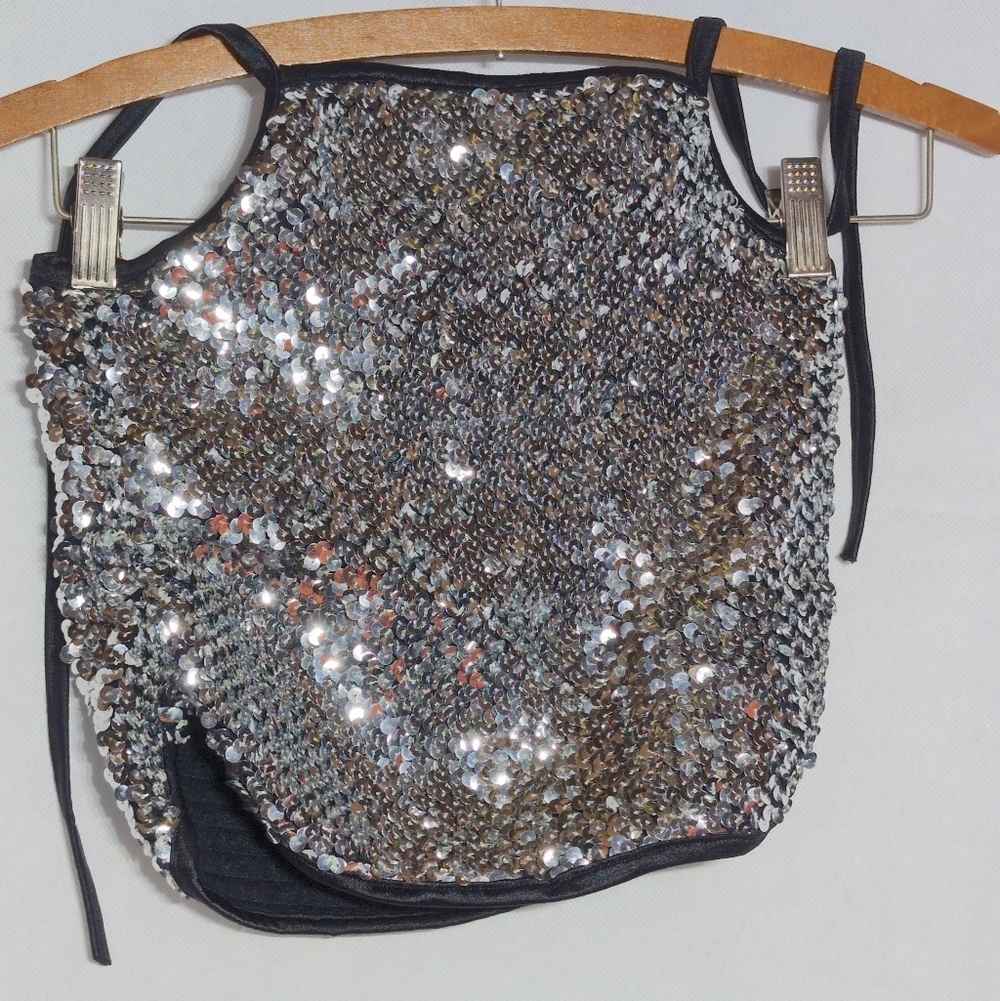 Dansco Girls Sz XLC Silver Sequin Sleeveless Top